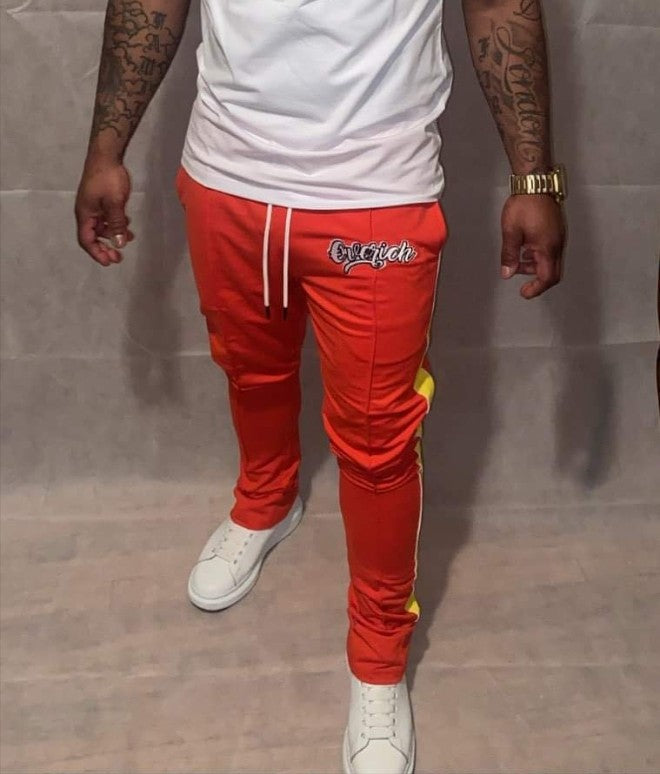 A- Stacked Track Pants (Red/Yellow)