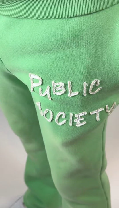 Green Trench Flare Joggers