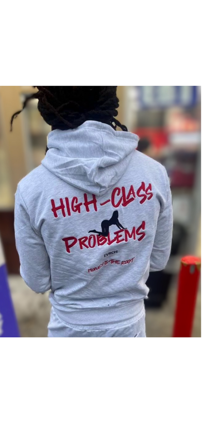 Grey- Rich Class Love Joggers (Red Logo)
