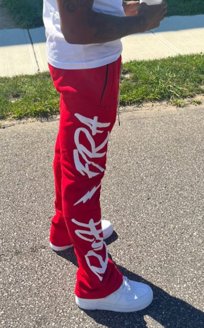 (Everich) Big Stacked Joggers - Red